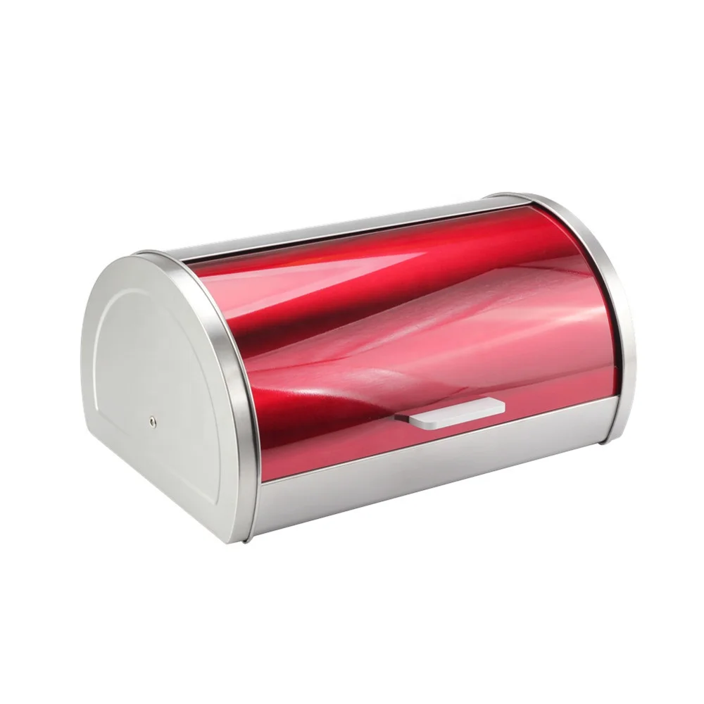 Bread Bin Roll Top Black Breadbox Metal Roll Up Top Lid Bread Container Storage Bin Keeper for Homemade Cake