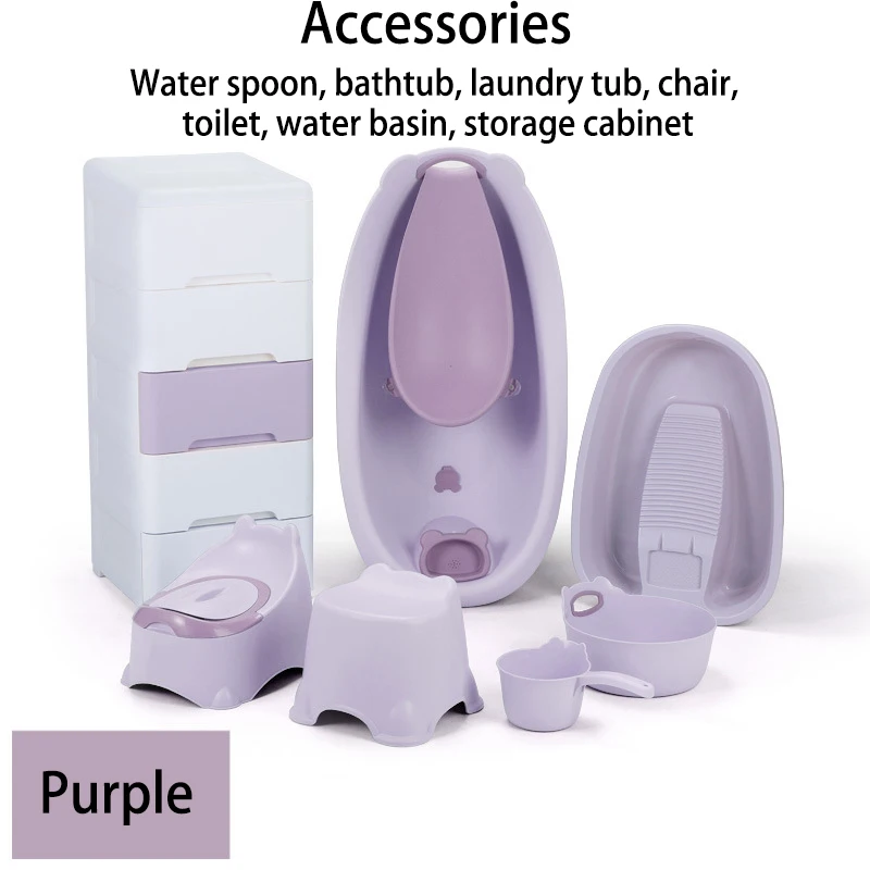 AliGan-Baby bath tub set 7pcs wardrobe accessories for newborn baby  kids travel portable essential plastic infant basin bucket