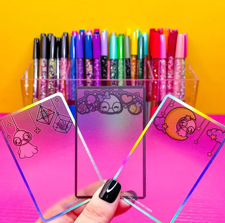 recycle clear  foil print handmade washi tape greeting cards custom