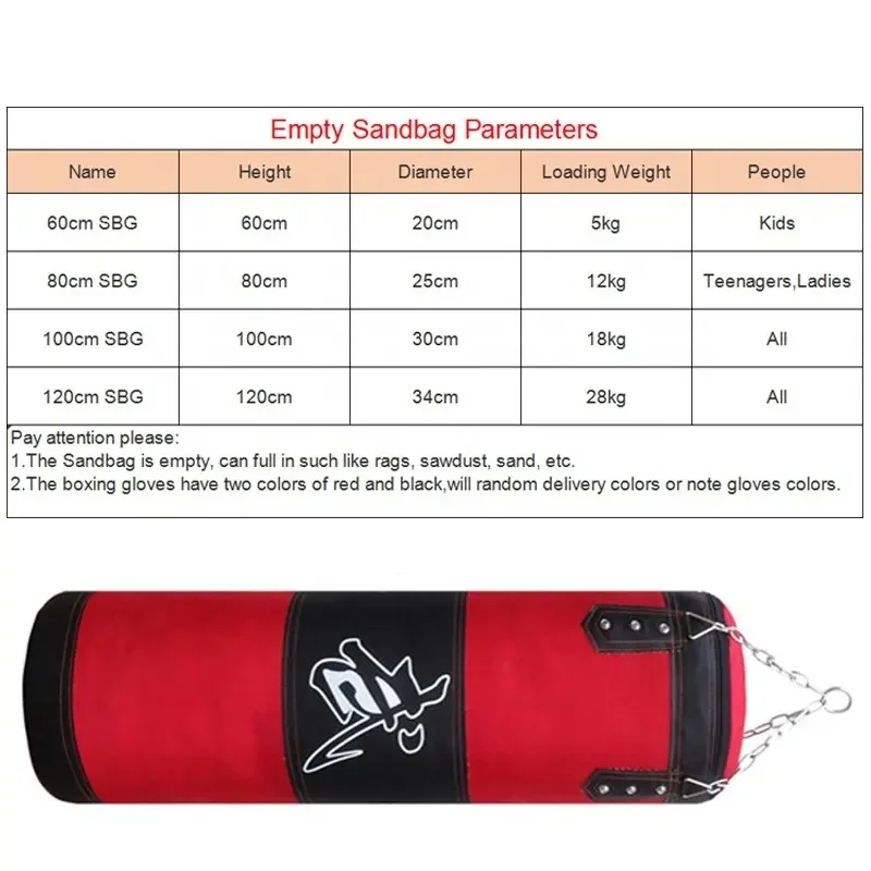 CHENGMO SPORTS Unfilled Free Standing Workout Taekwondo Sand Bag Hanging Punching Boxing Bag Set with Gloves and Accessories