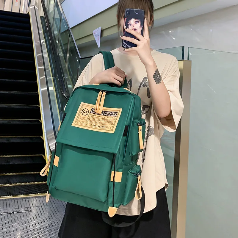Double Zipper Women Backpack Teenager Girls Laptop Backpack Student Shoulder Bag Korean Style Schoolbag
