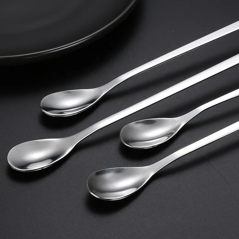 cheap stainless steel long handle dessert spoon for ice cream coffee tea