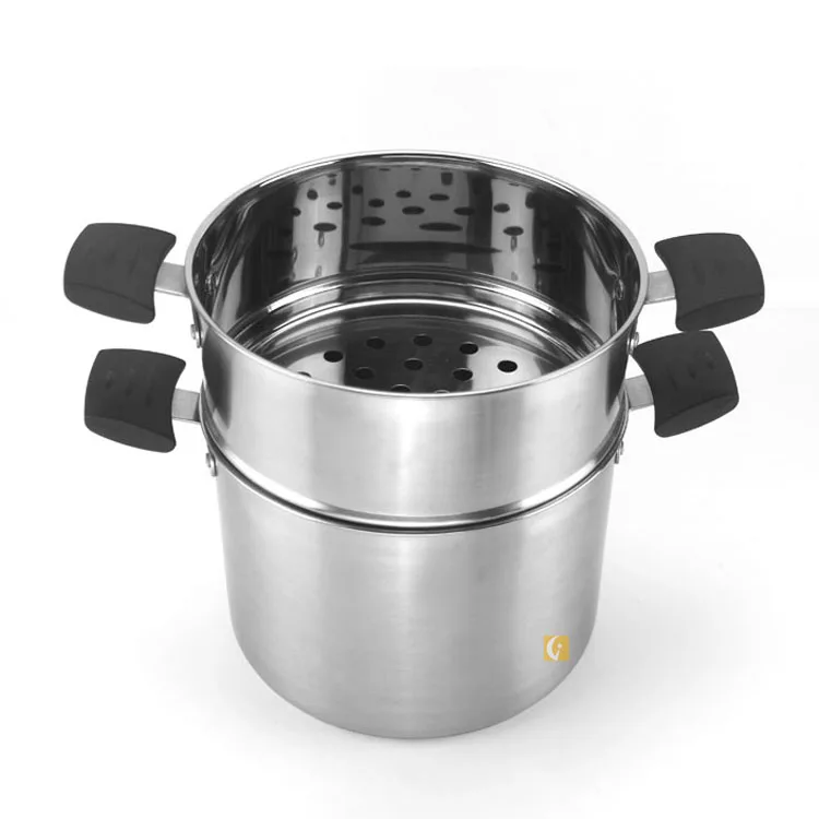 High Quality 304 stainless steel double bottom Couscous Pot Food Steamer Set with Visible Lid