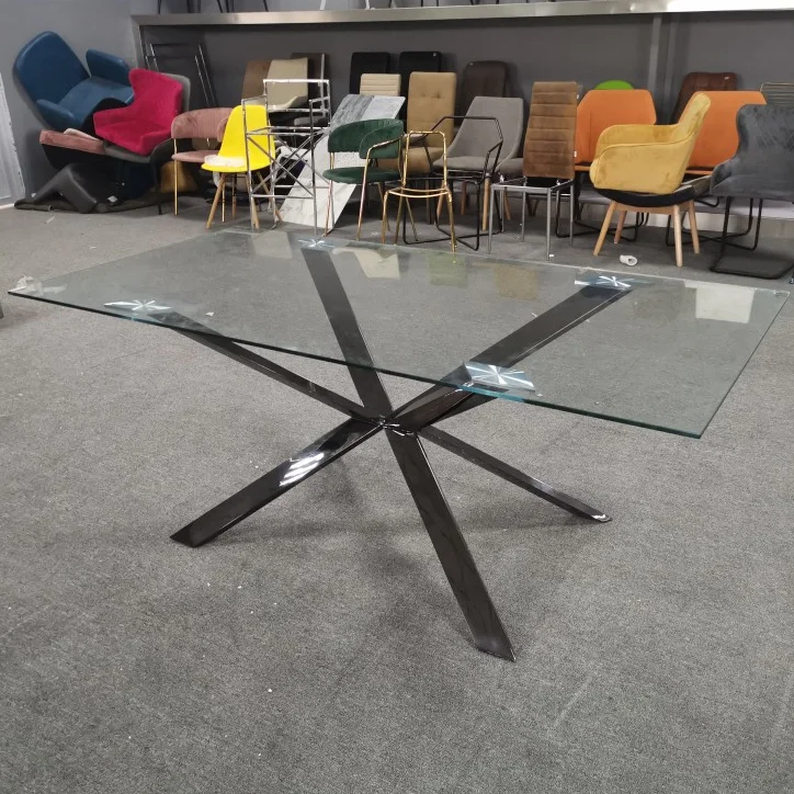 2021-2021 New Design attractive dining table with stainless steel with black titanium