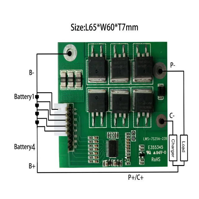 4s 7s  14.8v  26v  Battery Management System  lithium ion bms/pcm/pcb with temperature protection