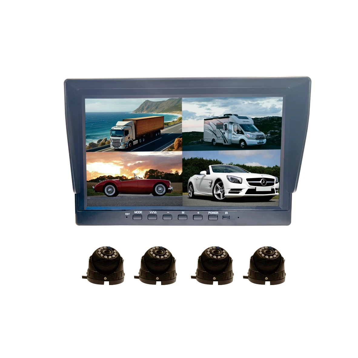 7 inch IPS HD monitor multi display modes night vision inside of public travel buses dome camera system