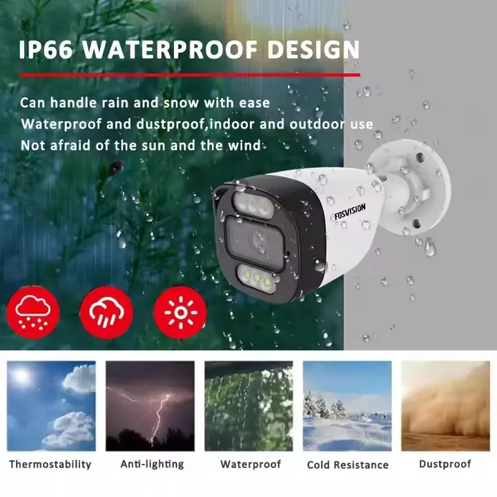 fosvision 8ch POE NVR KIT 5MP color vu IP Camera Smart full color with Audio CCTV Camera  systems home security 4HDD