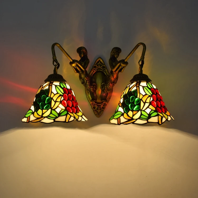 
Lampe Light Lampara Lamps Wholesale Parts Antique Shades Retro Bar Style Tiffany Double Wall Lamp 