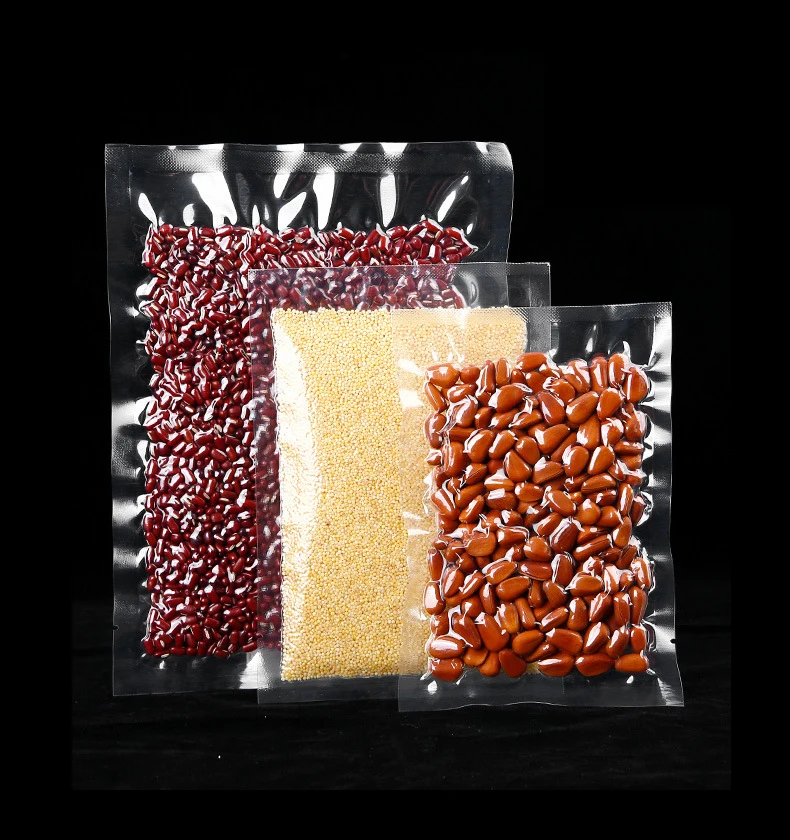 Custom Biodegradable recyclable Meat Fruit rice peanuts Fresh Pouch Clear PE Plastic Compression Seal Food Vacuum Packaging Bag