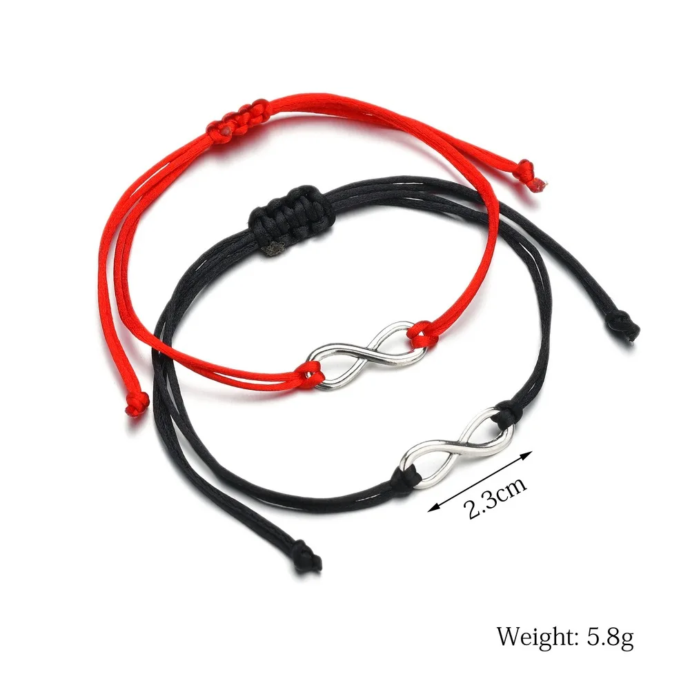 Red string Bracelet jewelry with alloy infinity symbol charm and fashionable weaving couple
