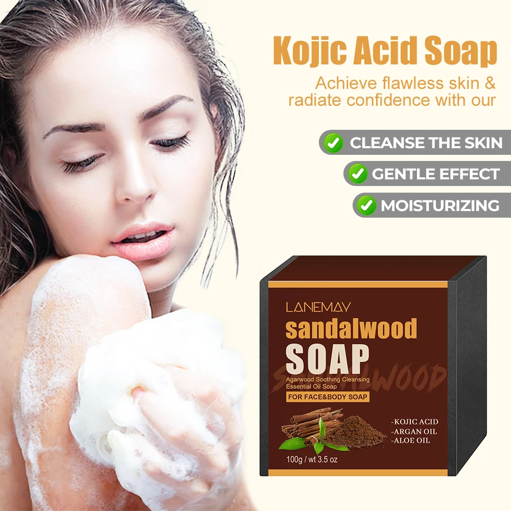 Factory Price Handmade Skin Care Aloe Argan Oil Refresh Acne Pore Pimple Treatment Sandalwood Kojic Acid Soap For Body And Face