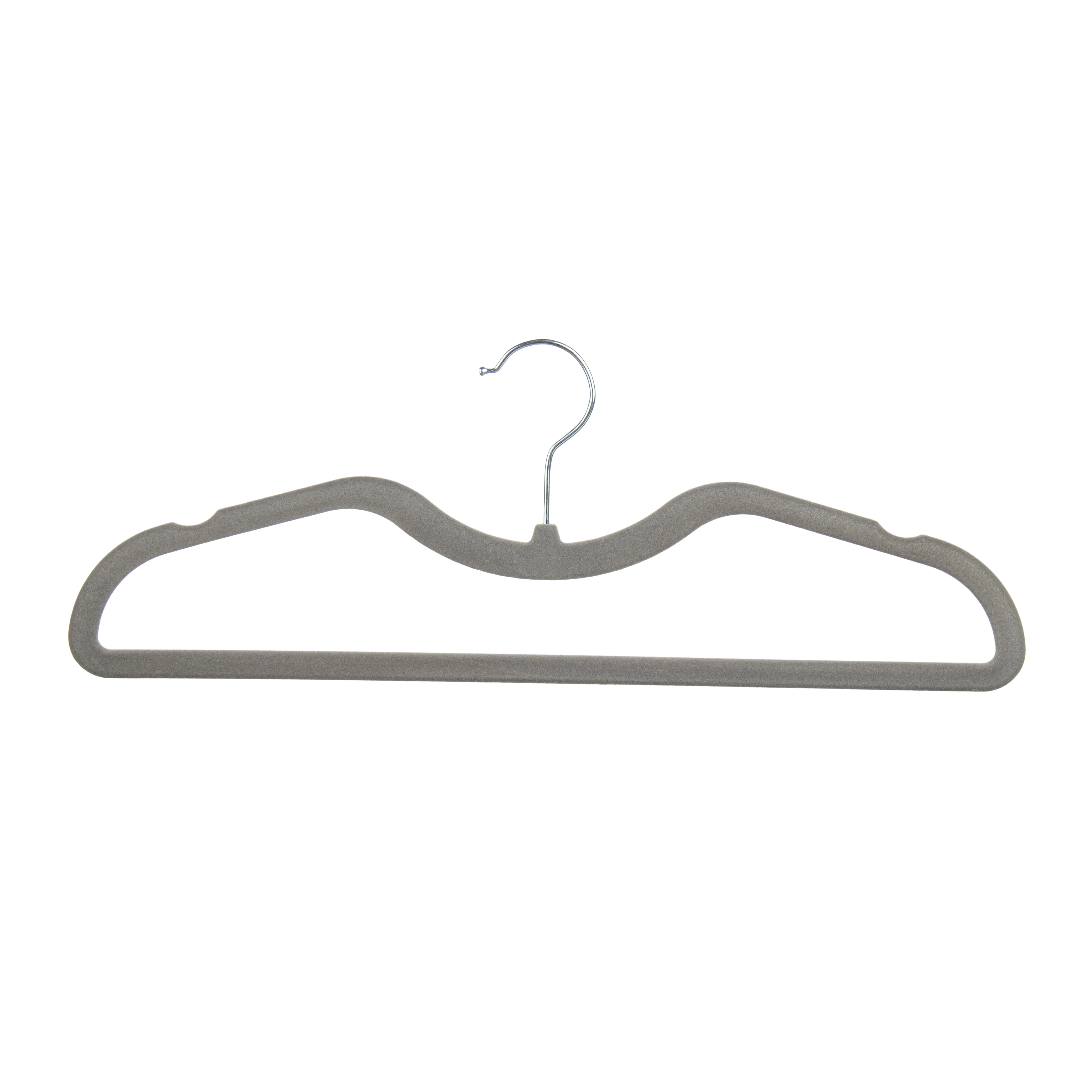 Factory Luxury Grey & Black Velvet Flocked Clothes Hangers with Custom Logo Premium Velvet Fabric Hangers