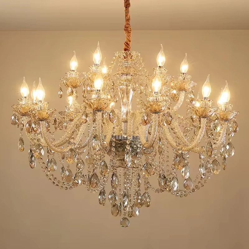 12+6 Arms  Crystal Dining Room Lights Chandelier Pendant Hanging Interior Decoration