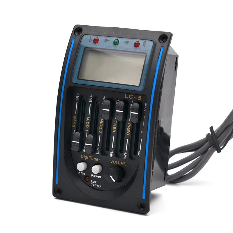 Профессиональная акустическая бас-гитары предусилитель LC-5 5-полосный эквалайзер Пикап тюнер с ЖК-дисплеем