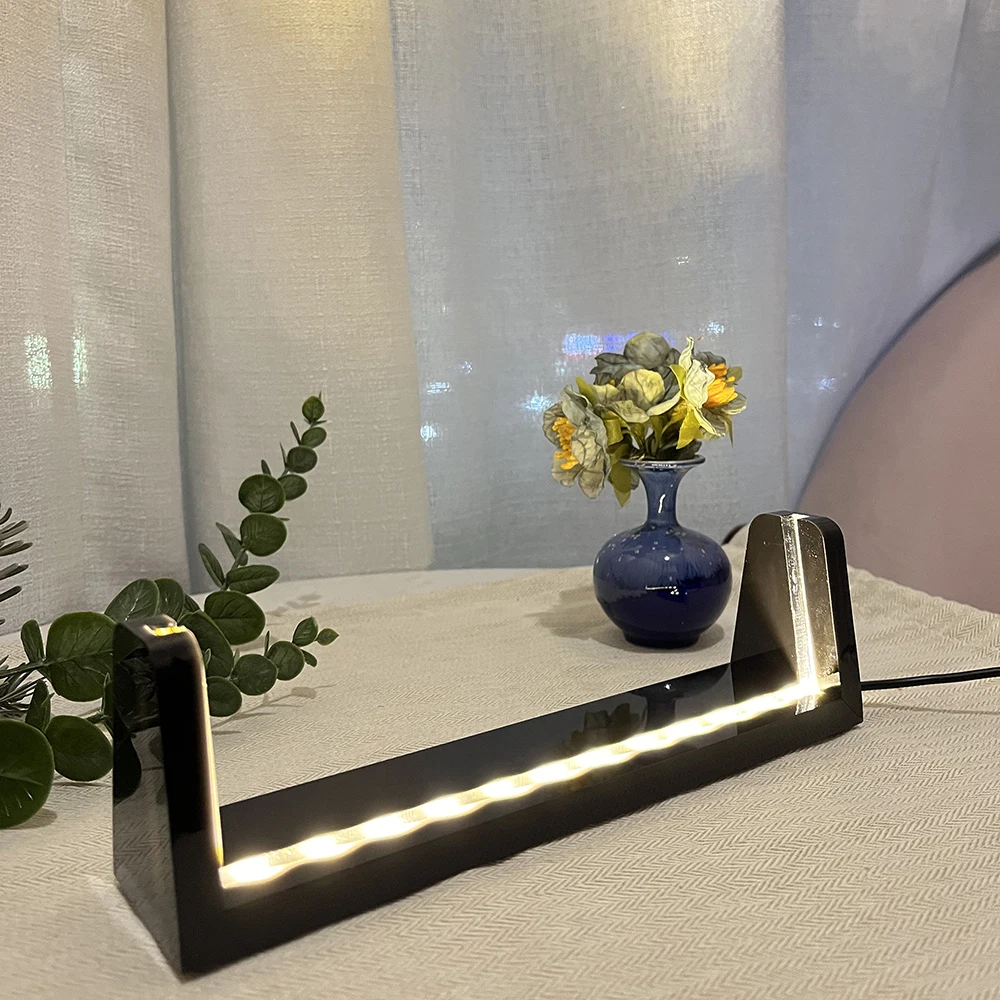 Personalized Lighted Acrylic Nameplate with LED Desk Name Plate with Wooden Base Office Gifts for Boss Coworker Desk Accessories