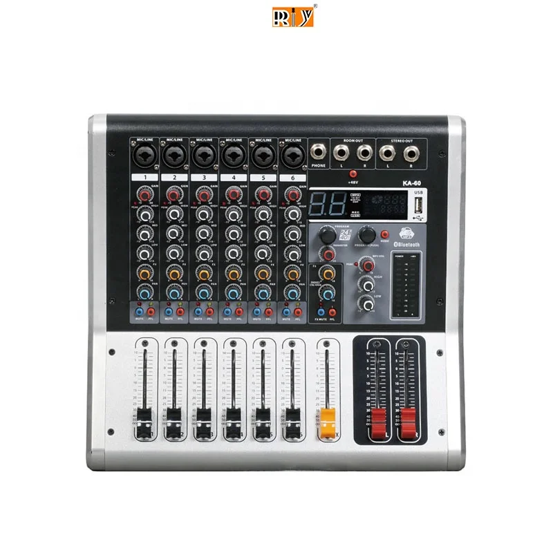 KA60 профессиональная 6-канальная звуковая микшерная консоль 250 Вт мощный микшер аудио