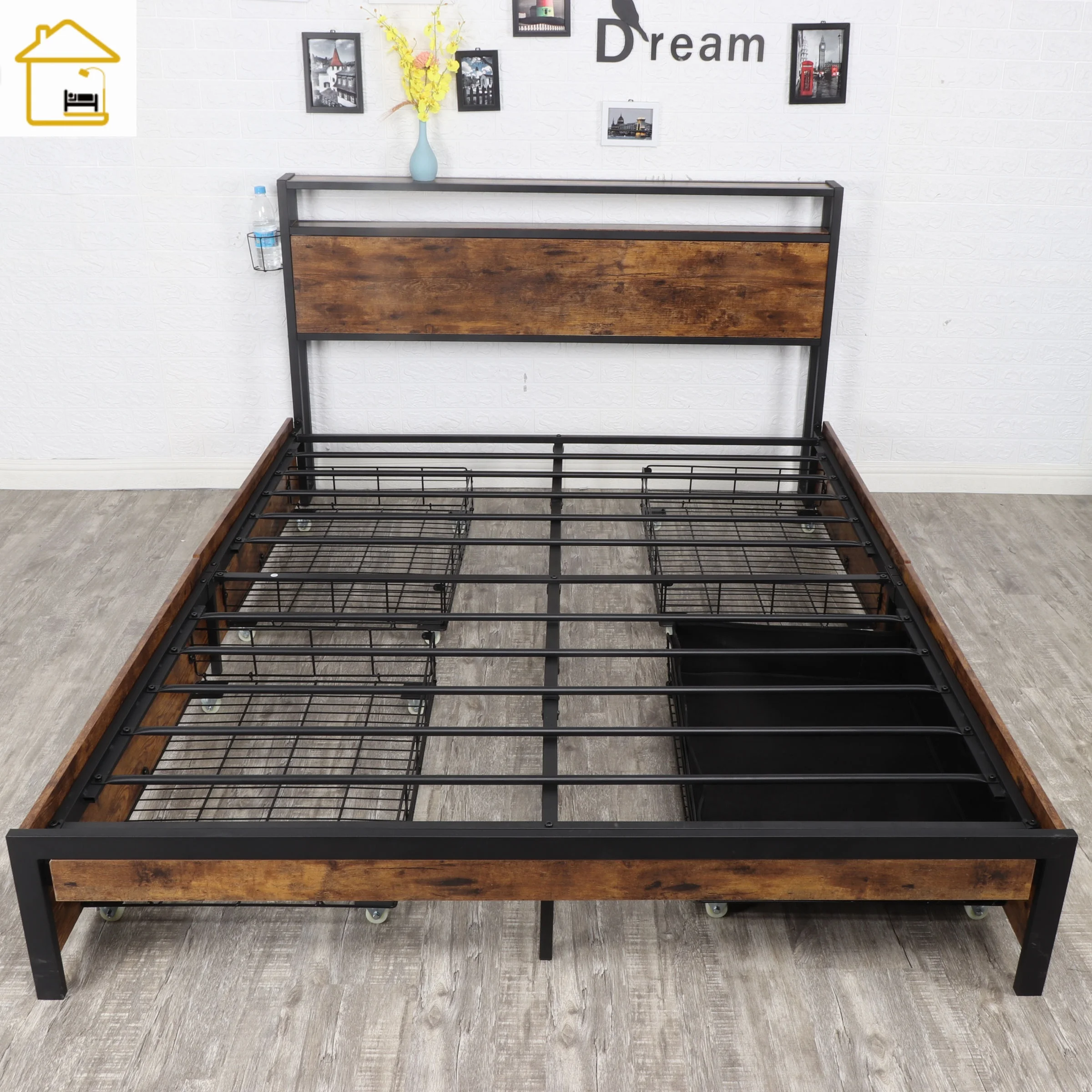 Wholesale High Quality Affordable Single Bed Frame Metal Bed Frames king size bed frame with headboard