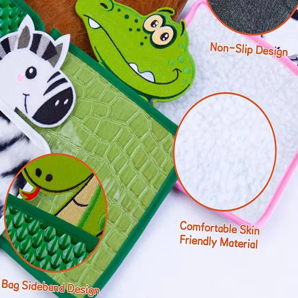 Autistic sensory tactile games Multi-Sensory Exploration Feel Touch felt Animal head sensory mat