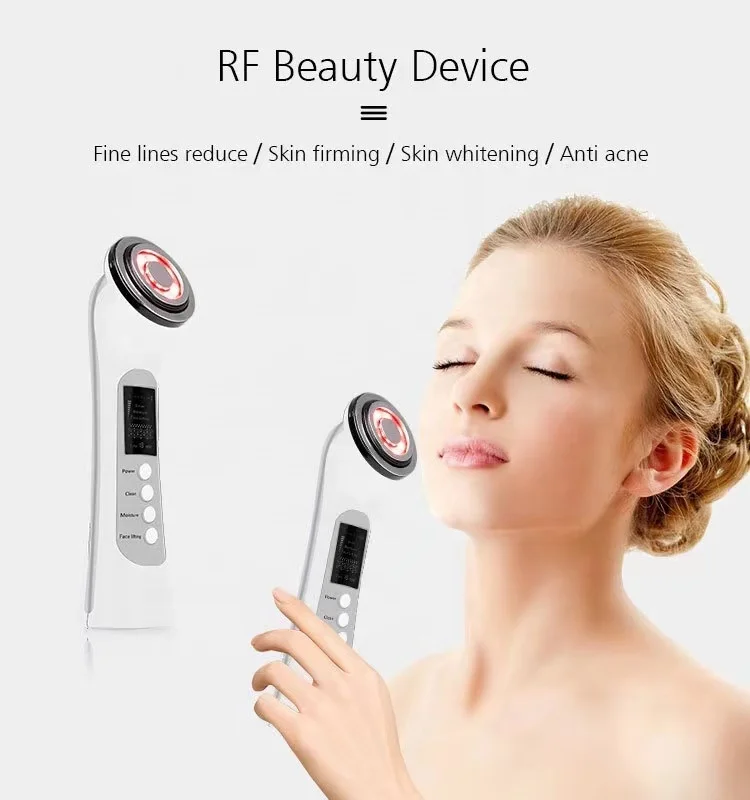 Home Use Rf Ems Skin Lifting Facial Machine 5 in 1 Facial Massager Whitening Microcurrent Light Therapy Skin Care Beauty Device