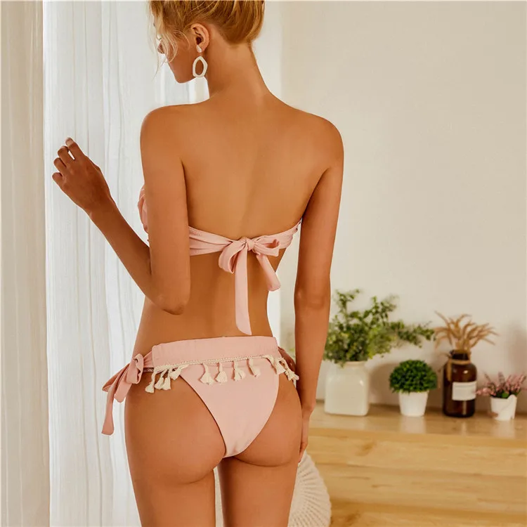 2019 hot bikini pleated  swimwear little girls swim suit women swimsuit