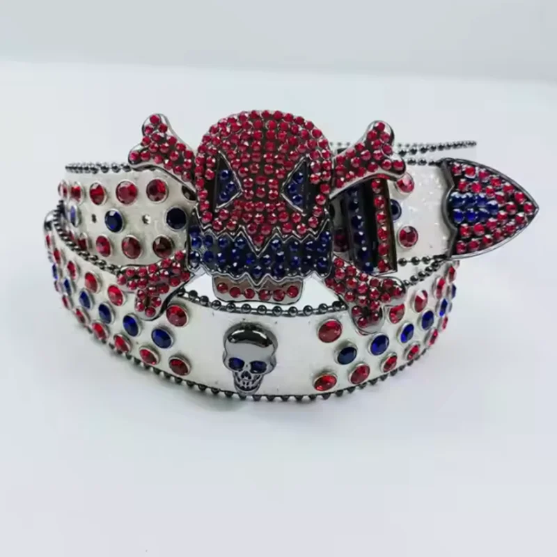 Ремень из ПУ кожи со стразами