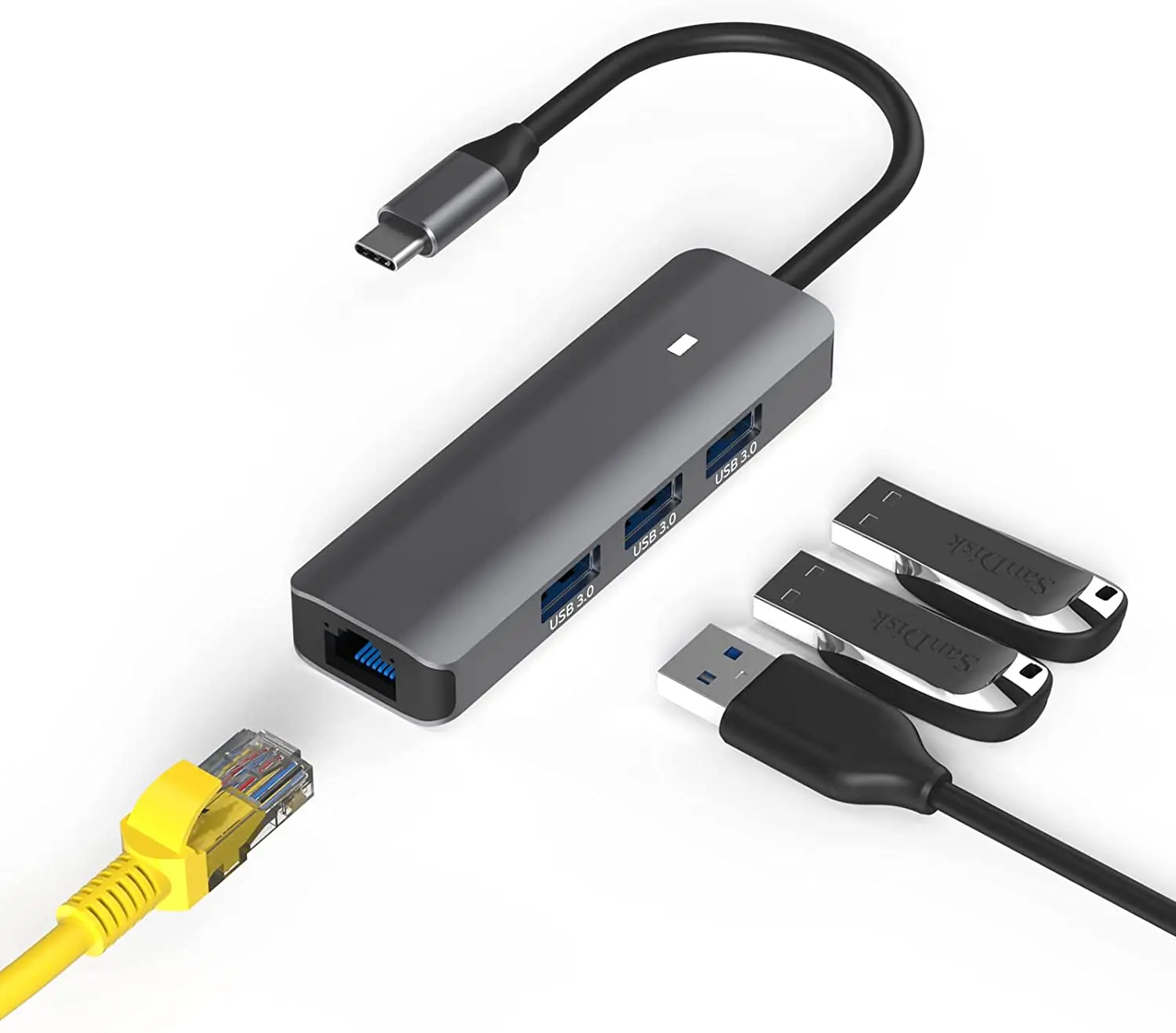 Amazon Лучший USB-концентратор Type C мультипортовый адаптер с 3 портами USB 0 и гигабитным портом Ethernet для Dell Surface HP Lenovo