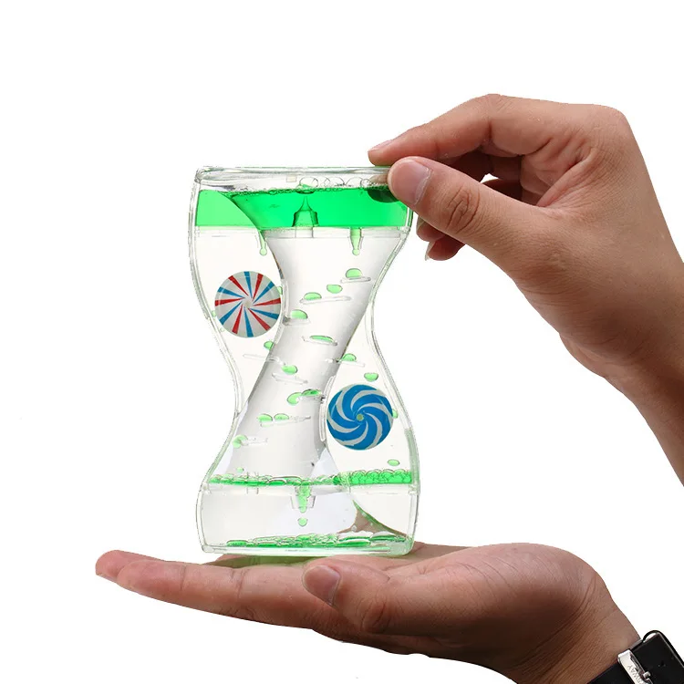 Wholesale Supply double flywheel oil leakage ornaments acrylic liquid sand oil leakage crafts ornaments quicksand gifts