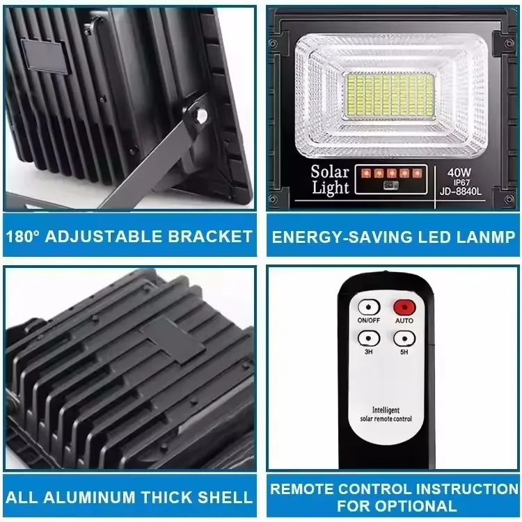 Energy Saving IP67 Waterproof Billboard Battery Status Display Outdoor Garden Unique High Power Solar LED Flood Light