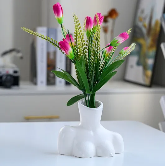 Nordic ceramic vases, female busts, human body vases flower arranging pieces