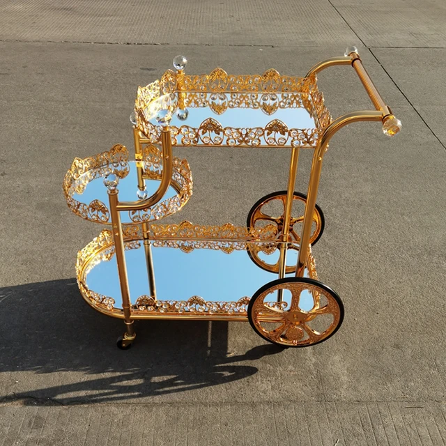 2022 New Design Fancy Wine Trolley With Wheels And Crystal Decoration