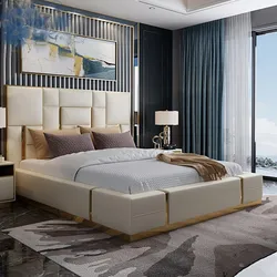 Italian ultra modern super king size genuine luxury leather bed with storage and long