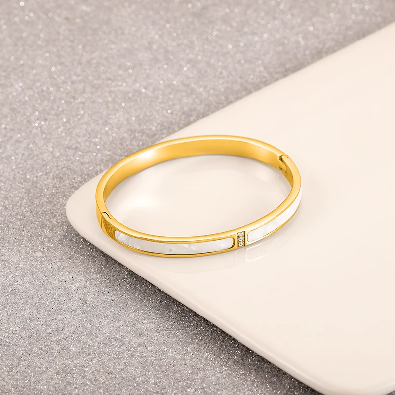 Hot Sales Stainless Steel Bracelet With Shell Diamond Couple Bracelets Fade-Resistant Bracelet Trendy Jewelry