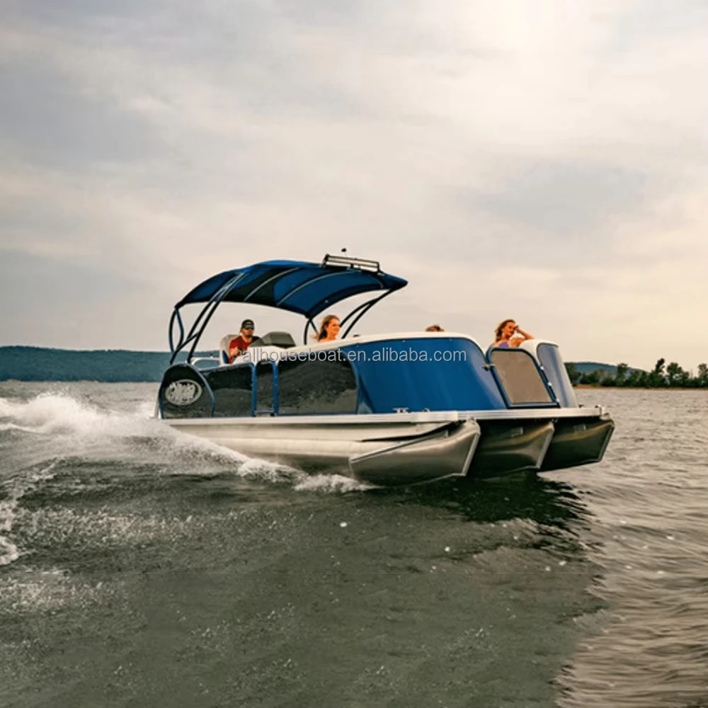 Allhouse Pontoon Boat 23 Ft Luxury Floating Pontoon Boat Fiberglass Yacht Pontoon Boat with Arch