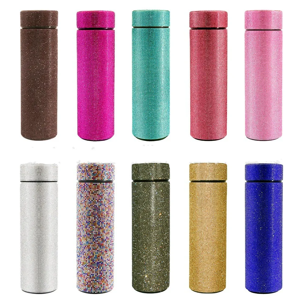 Outdoor Bottles 304 Double Wall Portable Bling Water Bottle Triangle Coffee Flask  Vacuum Insulated Tumbler Cup