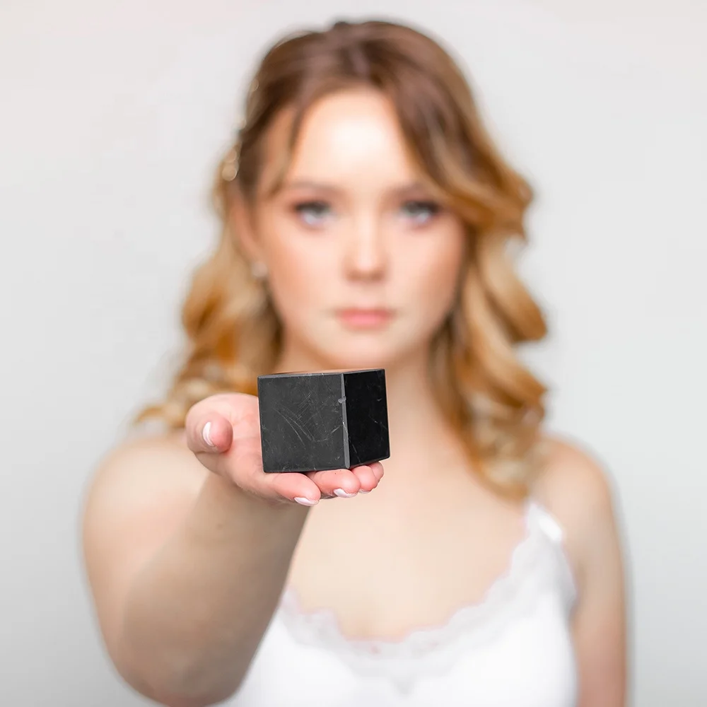 Anti stress cube, 5cm, elite shungite stone from russia, health care supplies, katchy, harga harmoni, nature treats,