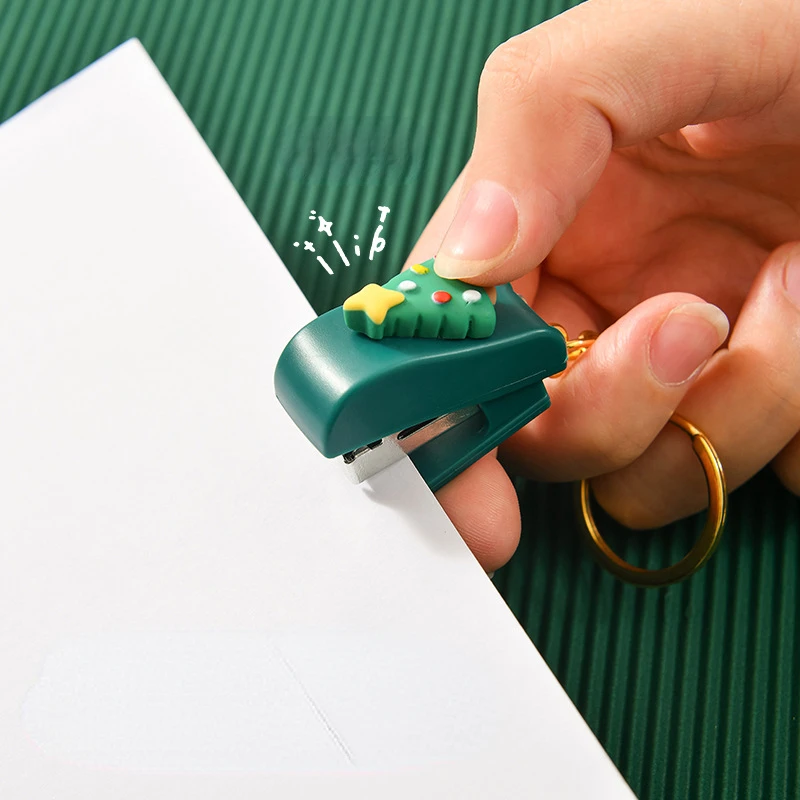 Cartoon Christmas Mini Stapler Student Office Mini Stapler Stationery Manual Stapler