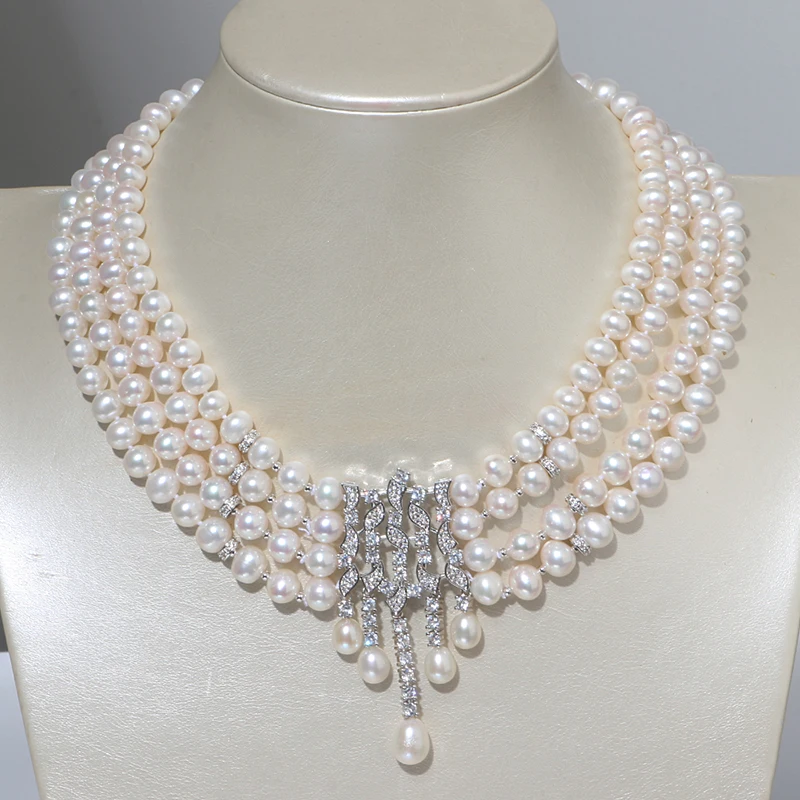 
High Quality Elegant temperament fashion popular ladies Freshwater pearl wedding party jewelry set for sale 