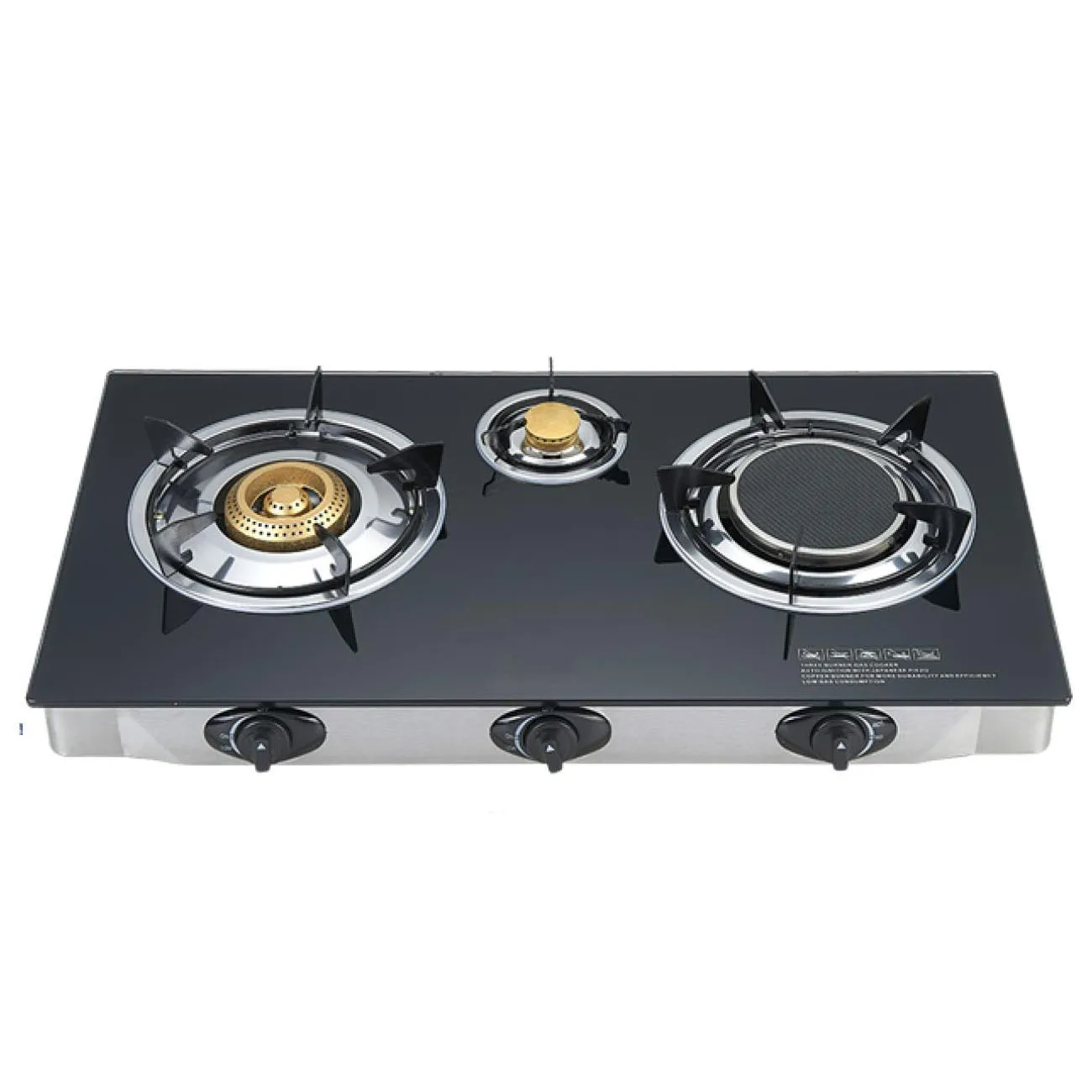 Factory price tempered glass triple burner 3 hobs with competitive price gas cooker gas stove