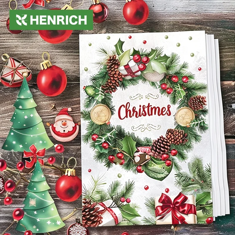 Many Years Factory Color Paper Napkins Roll Logo Christmas Personalised Tissue Napkin Paper