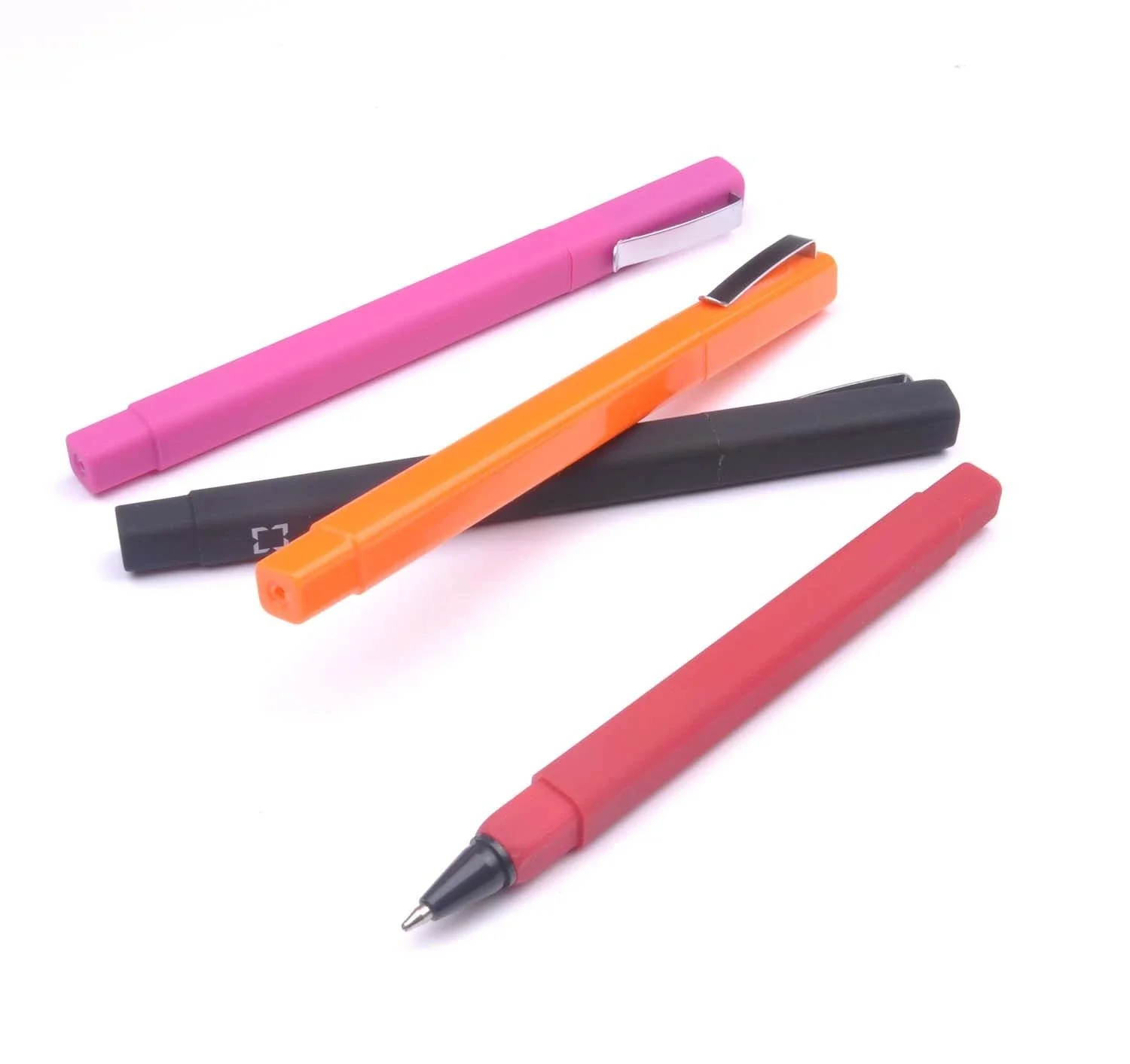 custom logo plastic square hotel pens soft touch rubber pen gold clip hotel promotion pens