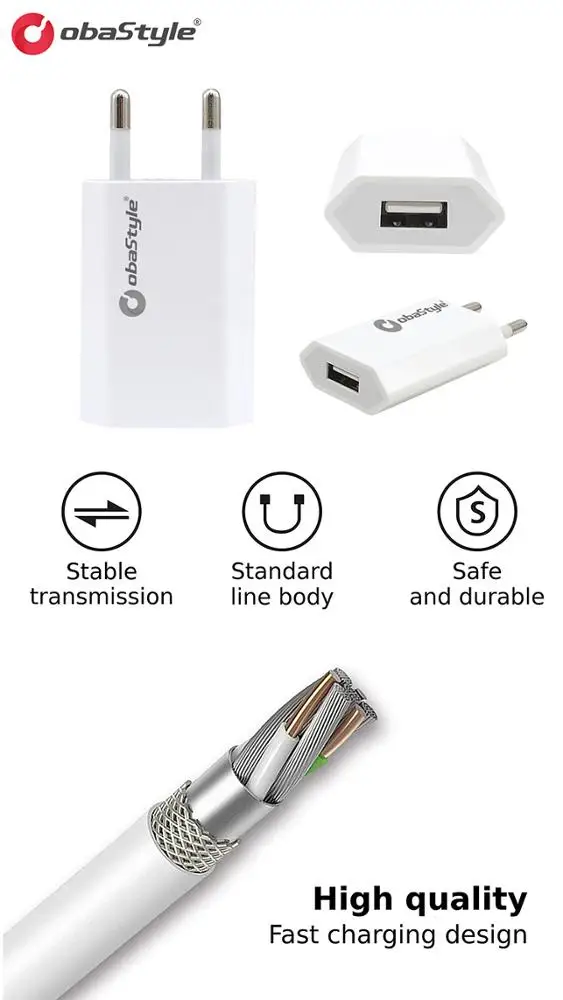 Custom Oem Odm Service Obastyle Abs White Usb Travel Wall Charger