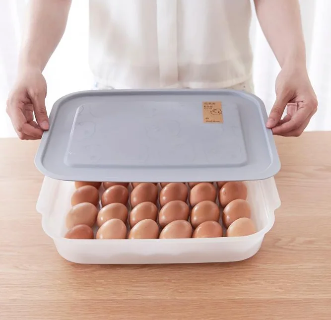 Fresh keeping Plastic stackable 24 grid kitchen eggs storage box , egg container, refrigeratoe crisper egg grid