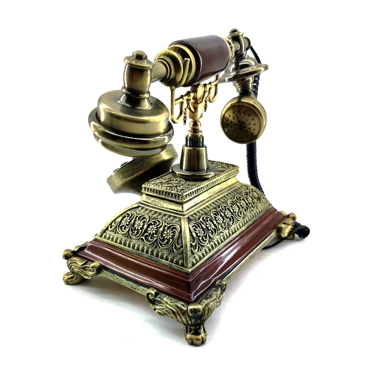 Household landline with simple ancient bronze decorative carving