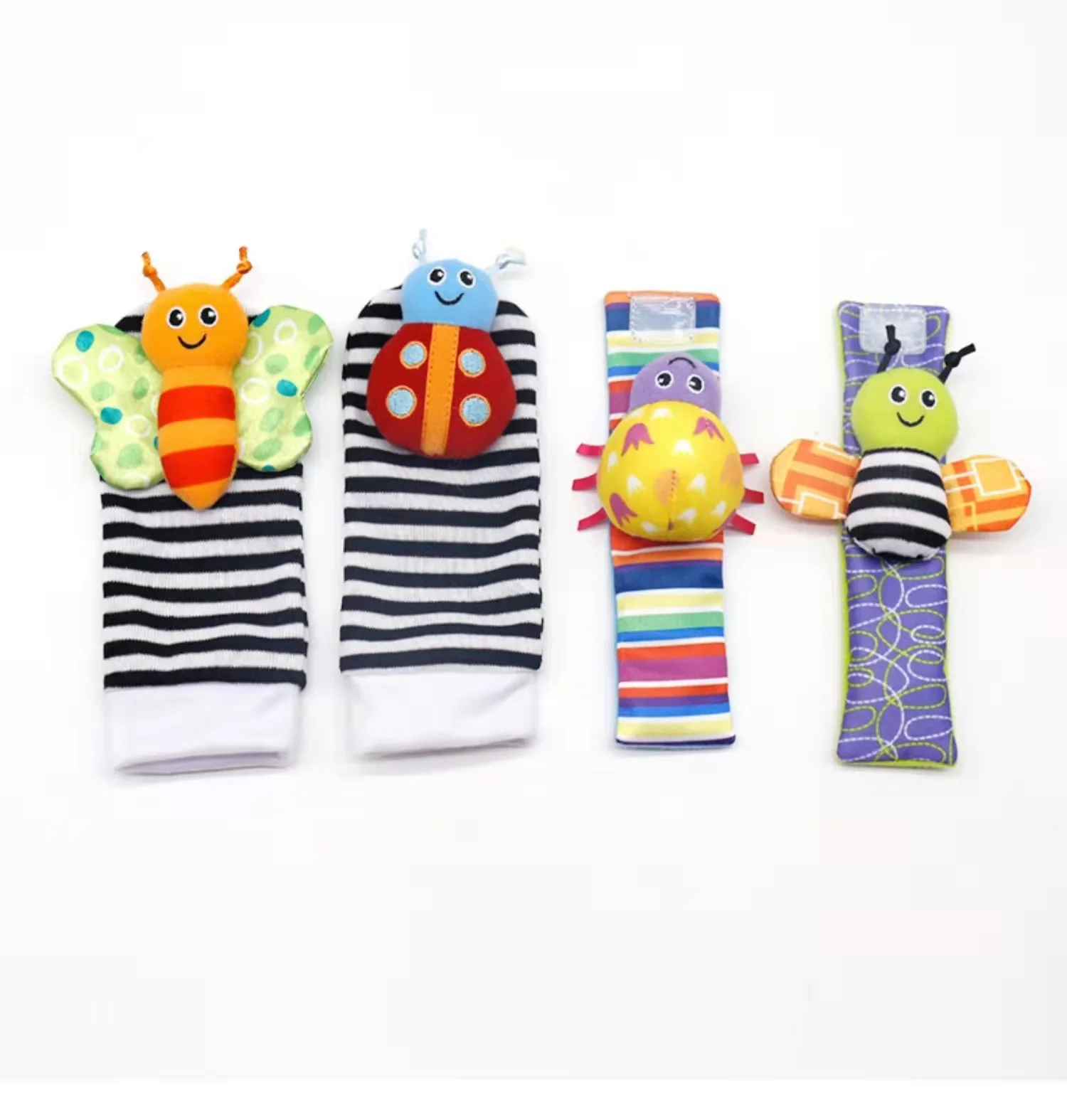 Foot Finder Socks Wrist Rattle Socks Newborn Brain Development Infant Cartoon Animal Toys Baby Wrist Rattle Foot Finder Socks