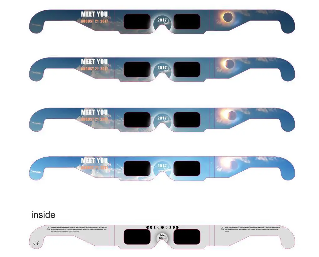 2023 2024 Wholesale Customized Design Solar Eclipse Glasses Viewing Paper Glasses for Adult and Children