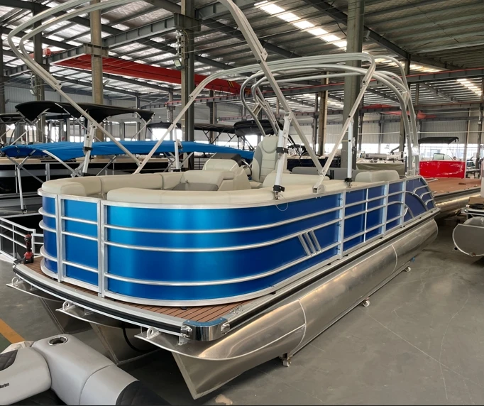 China Luxury aluminum party 26 ft 25 feet pontoon speed boat Outboard Engine Yacht center console boat