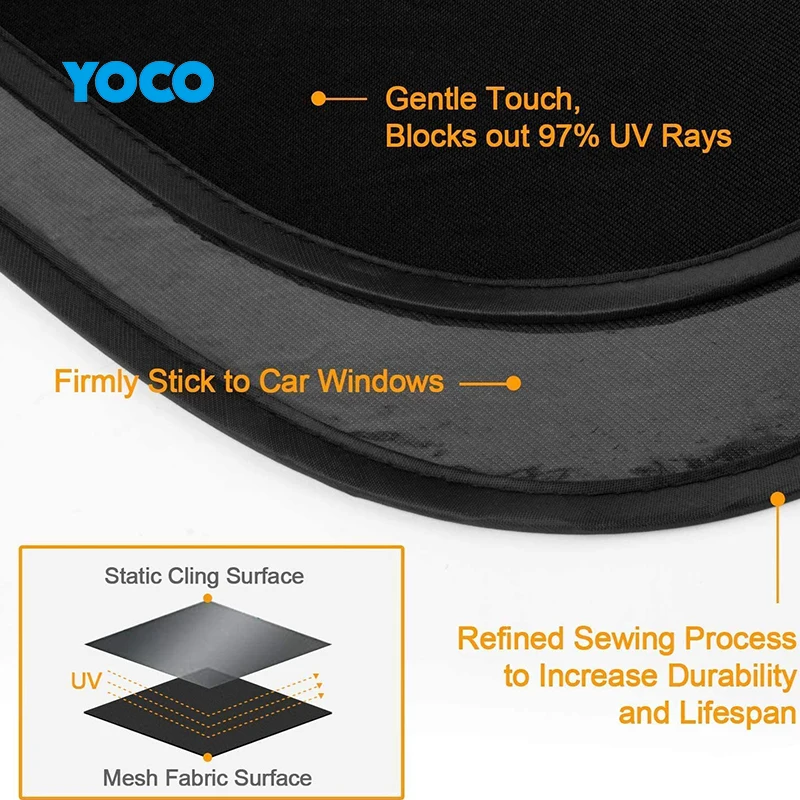 Hot selling window sunshade curtain car static cling car sunshade with logo universal nylon sunshade for car