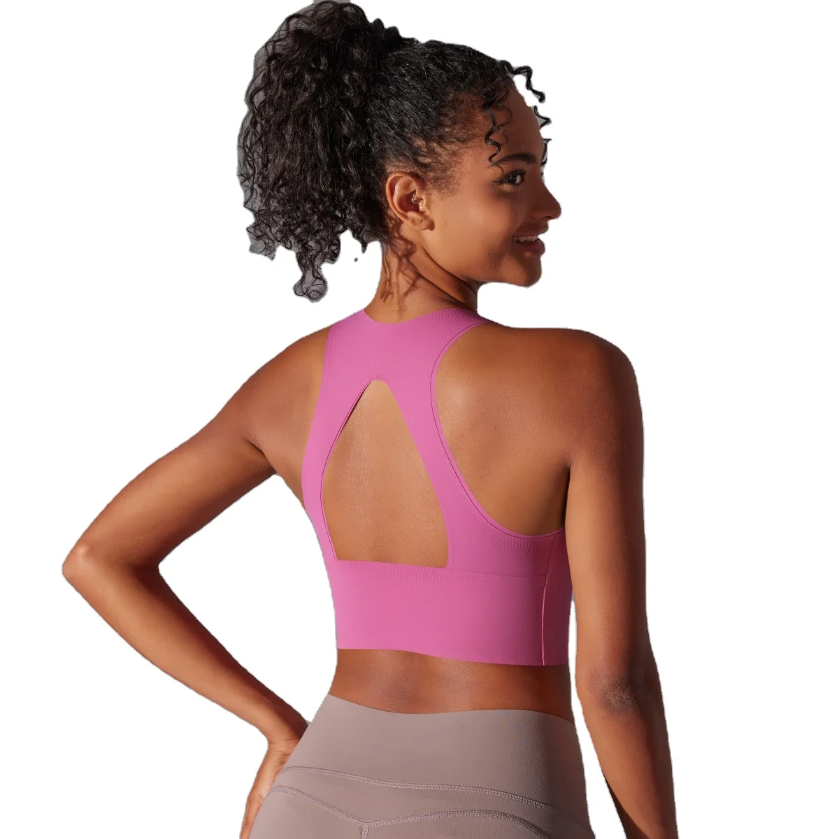 Aoyema Fashion Seamed Yoga Tank Top Racer Back Crop Tops Fashionable Shockproof Gym Training Fitness Sport Bras For Women