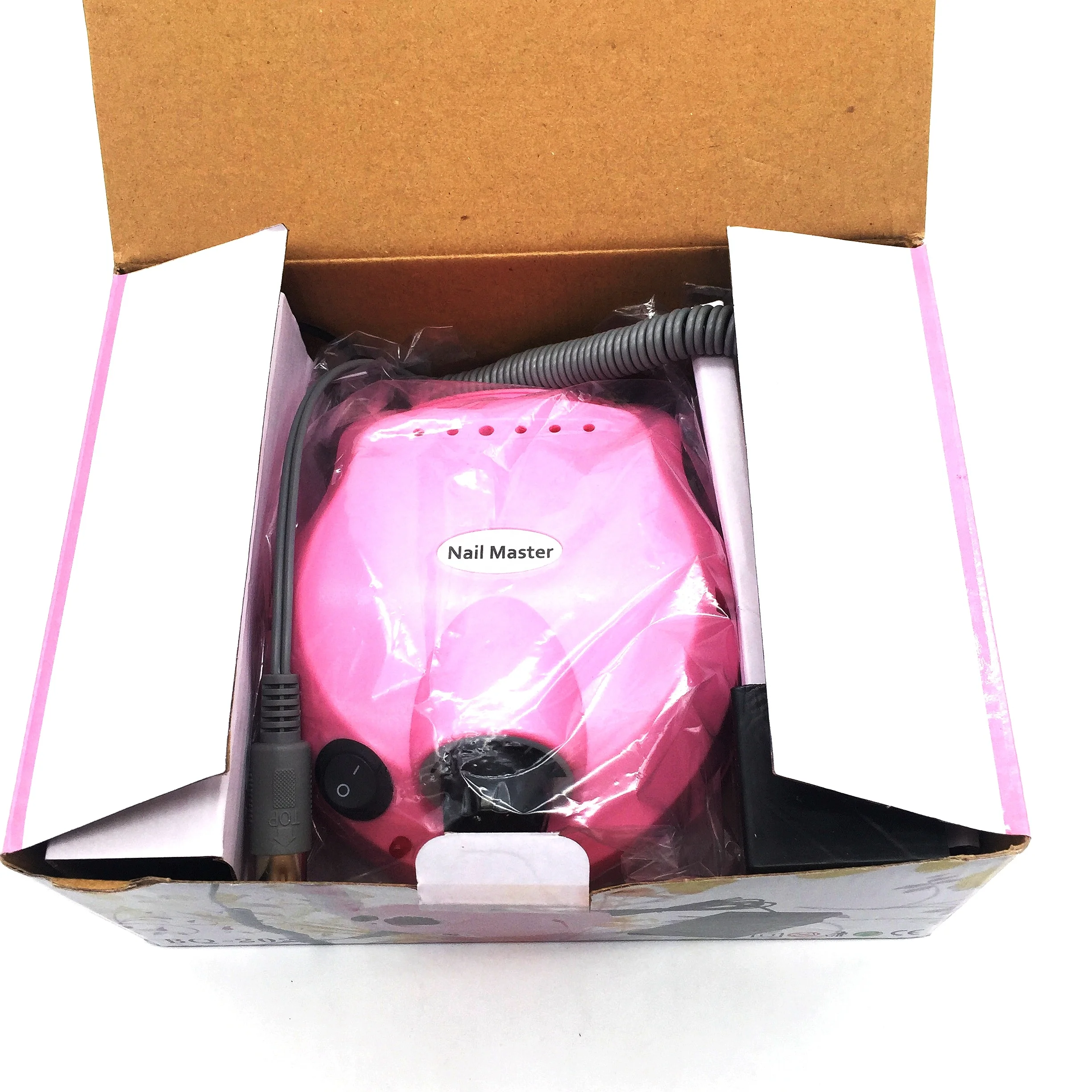 Заводская профессиональная портативная бесщеточная дрель для ногтей розовая перезаряжаемая электрическая дрель для ногтей 25000 об/мин
