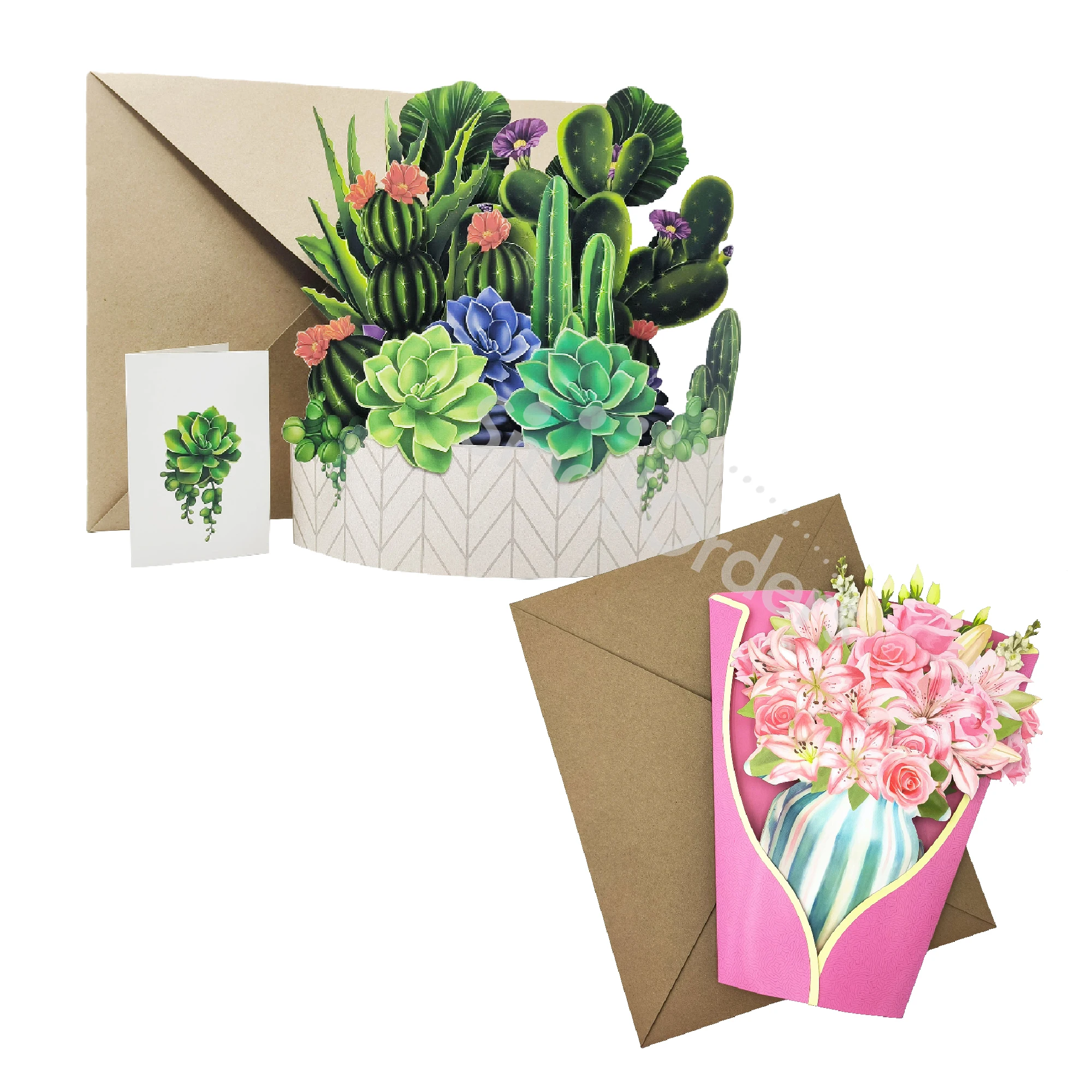 novelties 2025 Custom promotional novelty gifts 3D Pop Up Popup Flower Greeting Cards items with Blank Note Card and Envelope